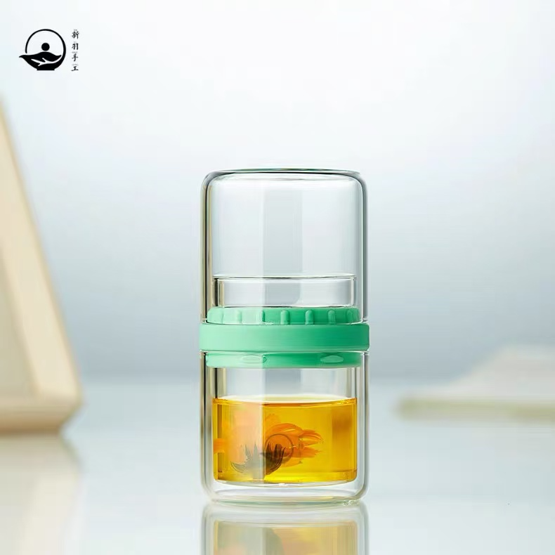 新羽茶趣三件杯泡茶杯230ml绿色