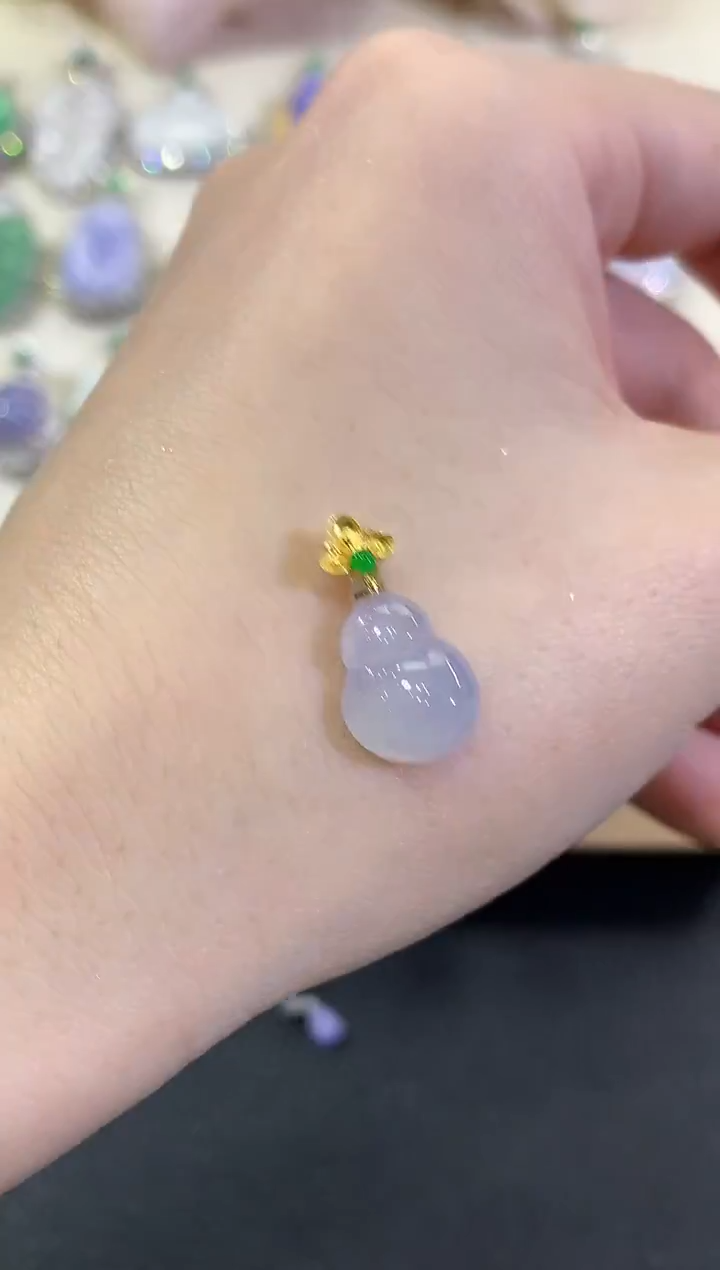 吊坠(不含链)18K金镶嵌翡翠冬日珠宝E4紫货有色差