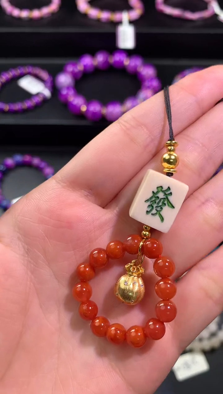 【闪购商品】南红玛瑙.银S925镶嵌南红手机挂