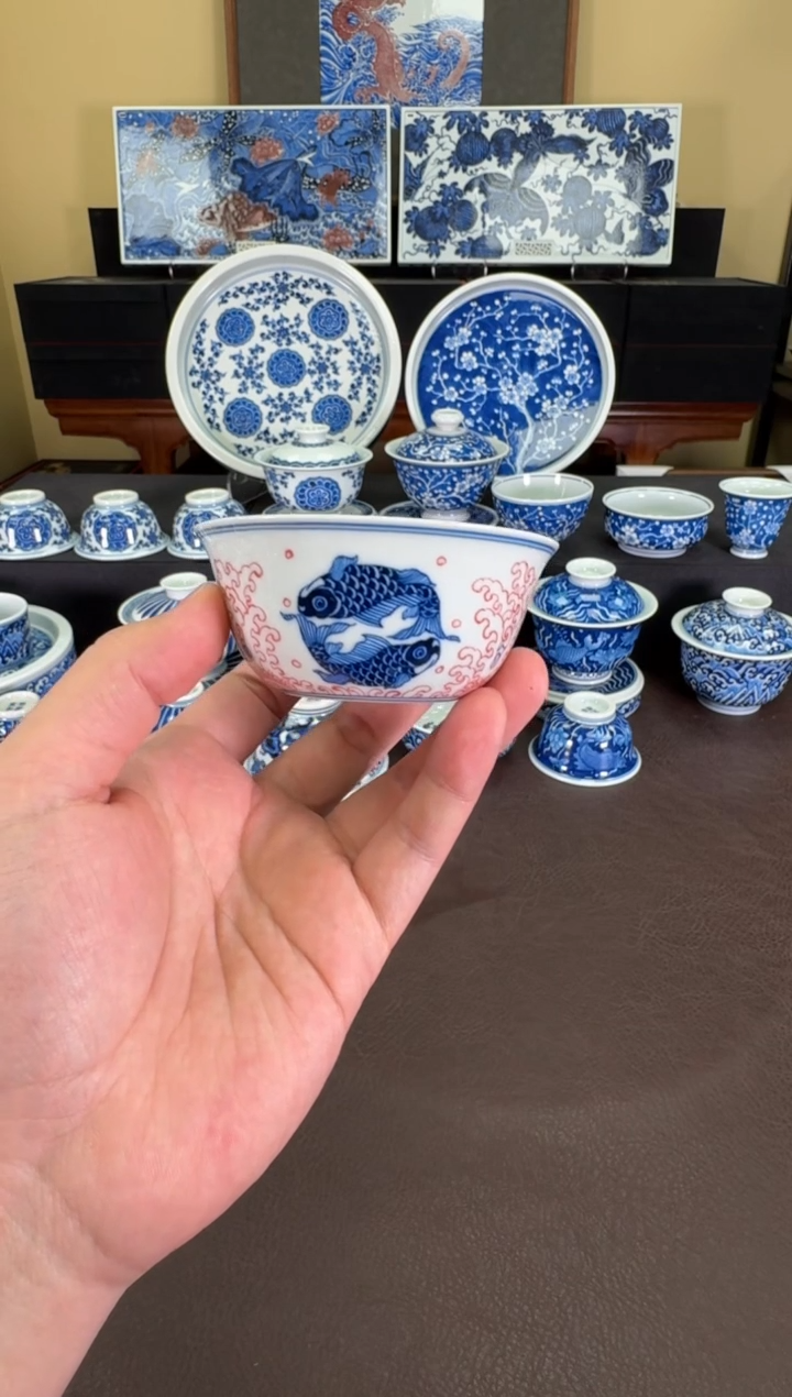 【闪购商品】瓷片羿器窑海浪团鱼卧足普洱杯