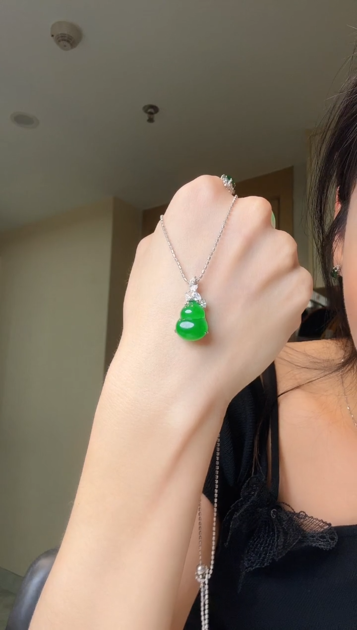 翡翠银S925镶嵌吊坠(不含链)天然翡翠吊坠