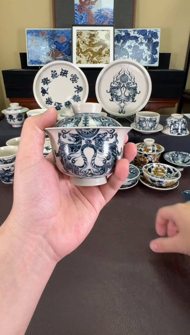 【闪购商品】二号釉虎符纹盖碗