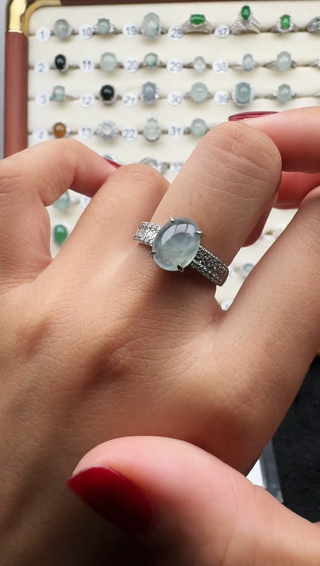 银S925镶嵌戒指翡翠9