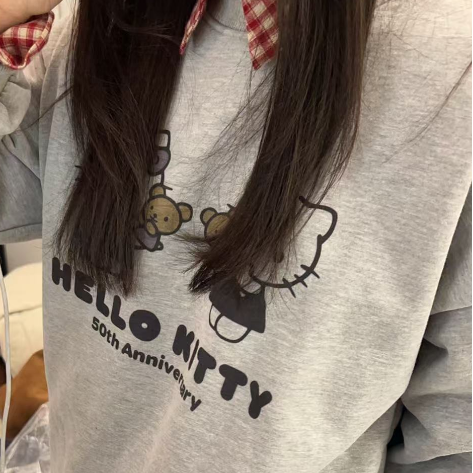 【NO退NO换】韩国东大门冬款灰色两只KT卫衣