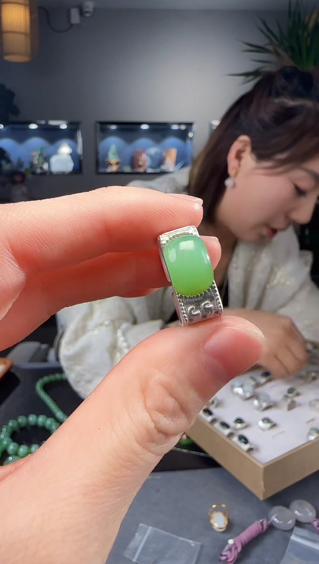 【闪购商品】和田玉戒指银S925镶嵌1