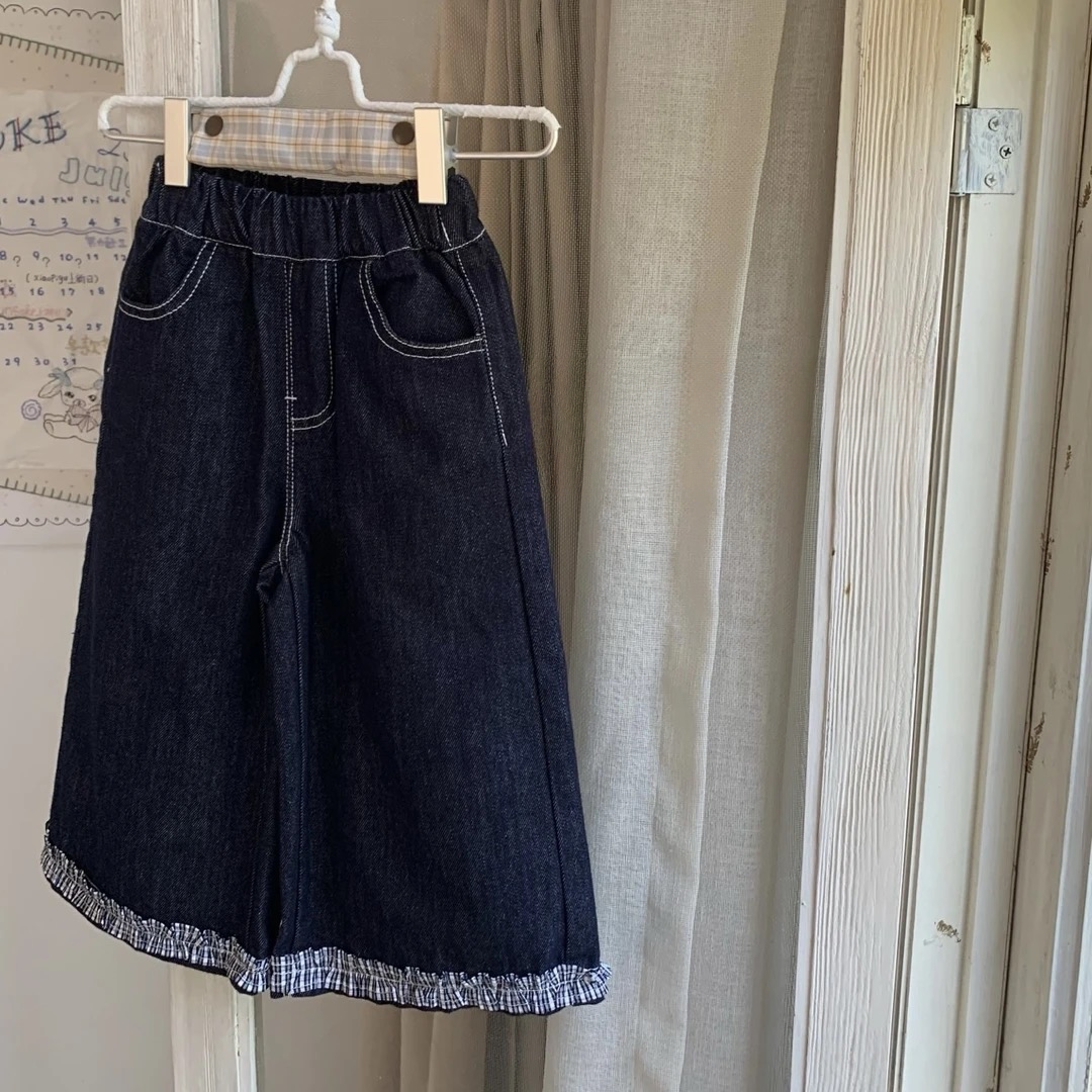 女童牛仔裤2025秋款女童牛仔裤韩版花边直筒休闲裤子