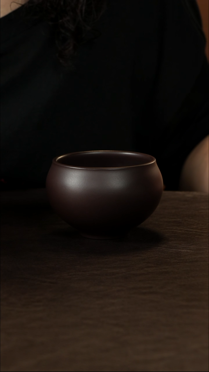 茶杯紫砂马燕 老紫泥 大肚杯220cc