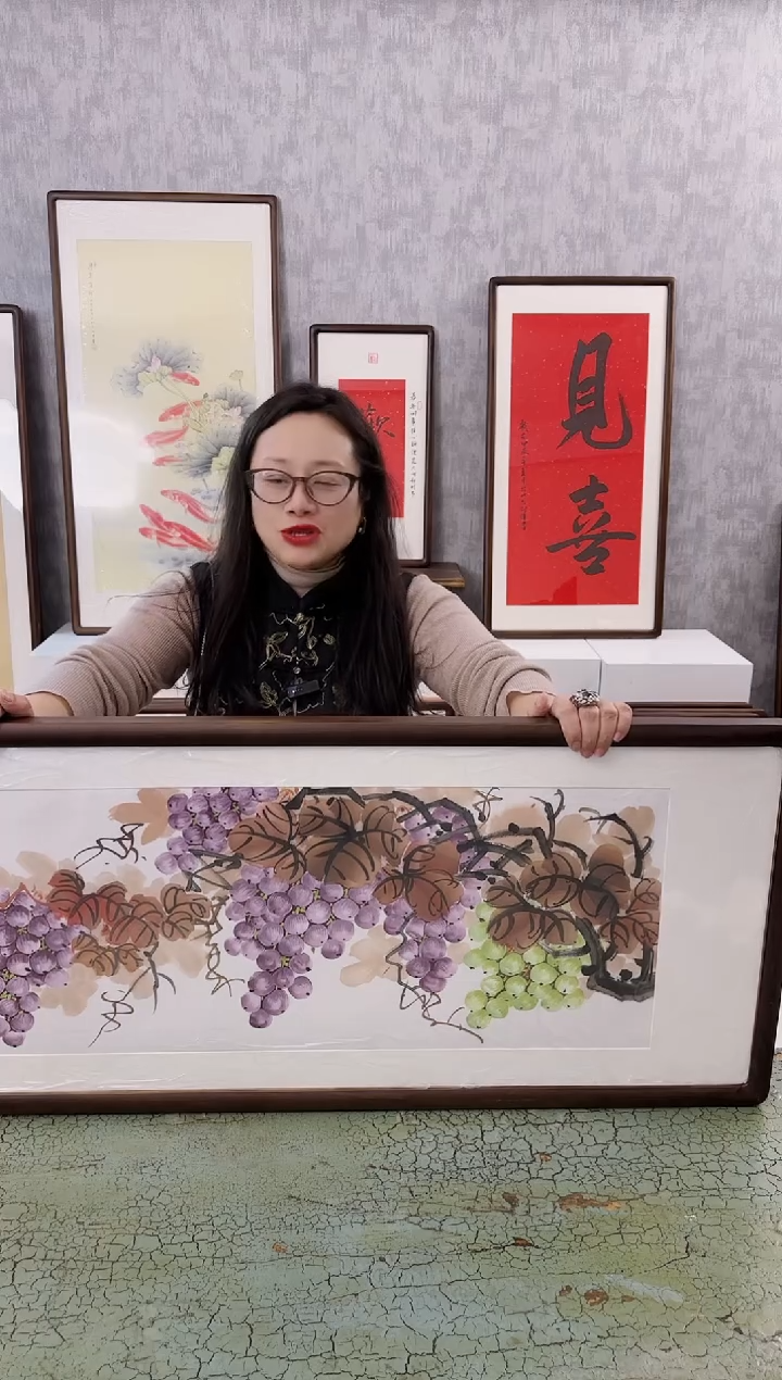 【闪购商品】书法葡萄画  123x43  手绘作品