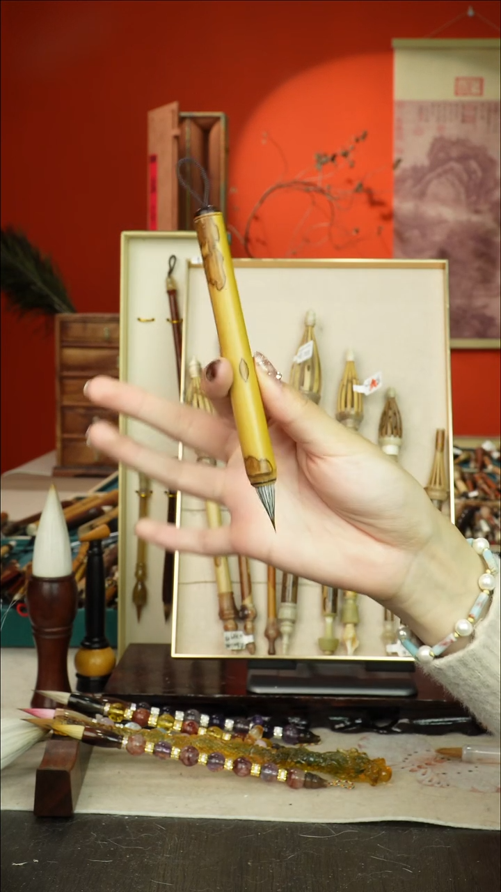 203号闪孤品高货毛笔链接 清水试笔 蘸墨不退