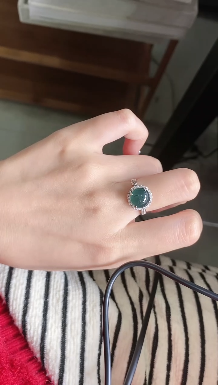 【闪购商品】翡翠戒指银S925镶嵌5151-3