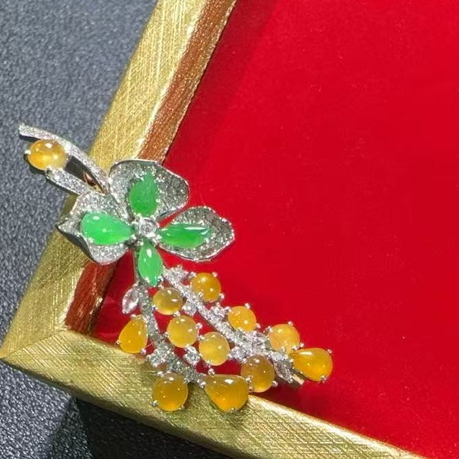 雅姐翡翠-18k金镶嵌翡翠颈饰