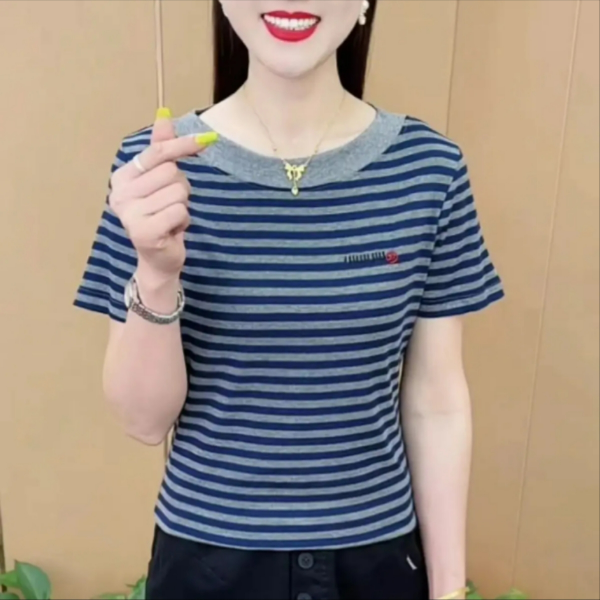 中国风夏季新款潮流舒适简约休闲百搭女士短袖洋气T恤上衣