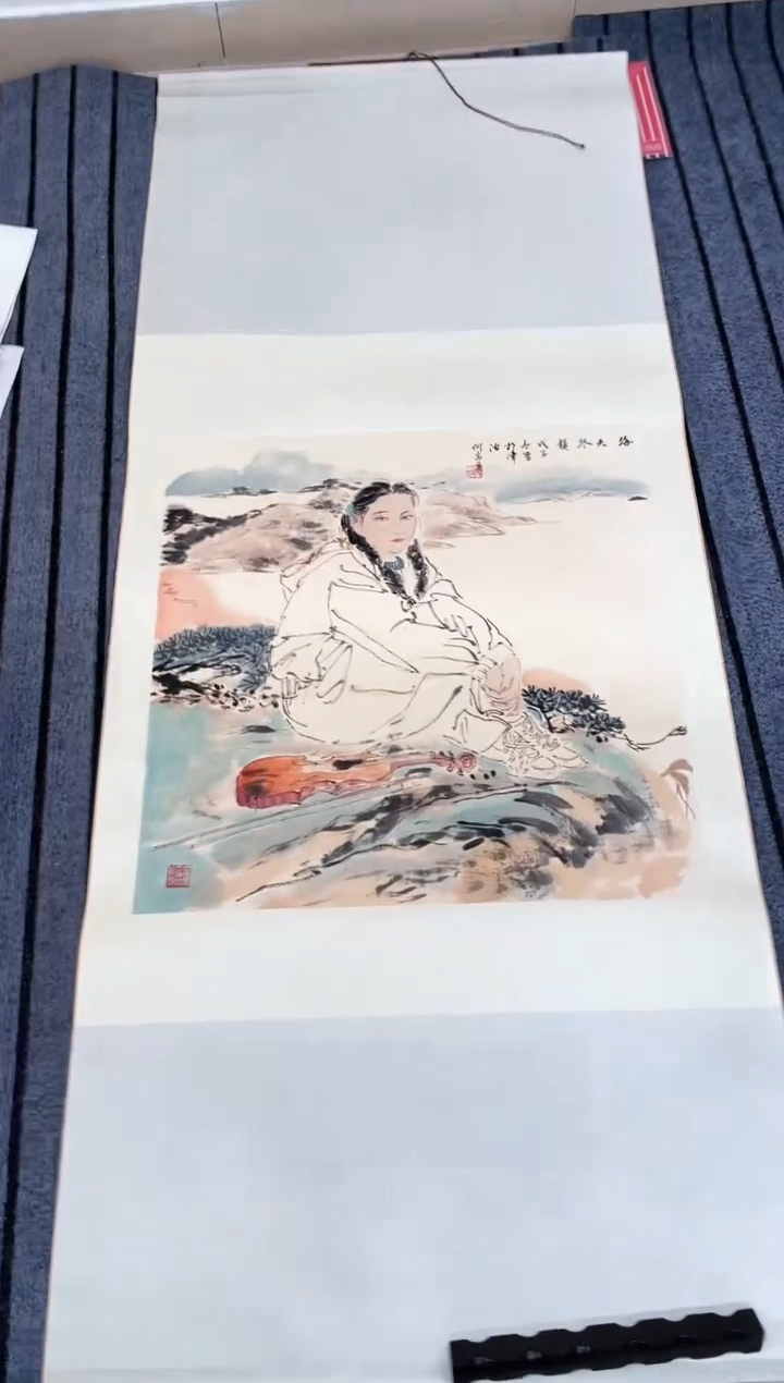 精品国画人物作品卷轴
