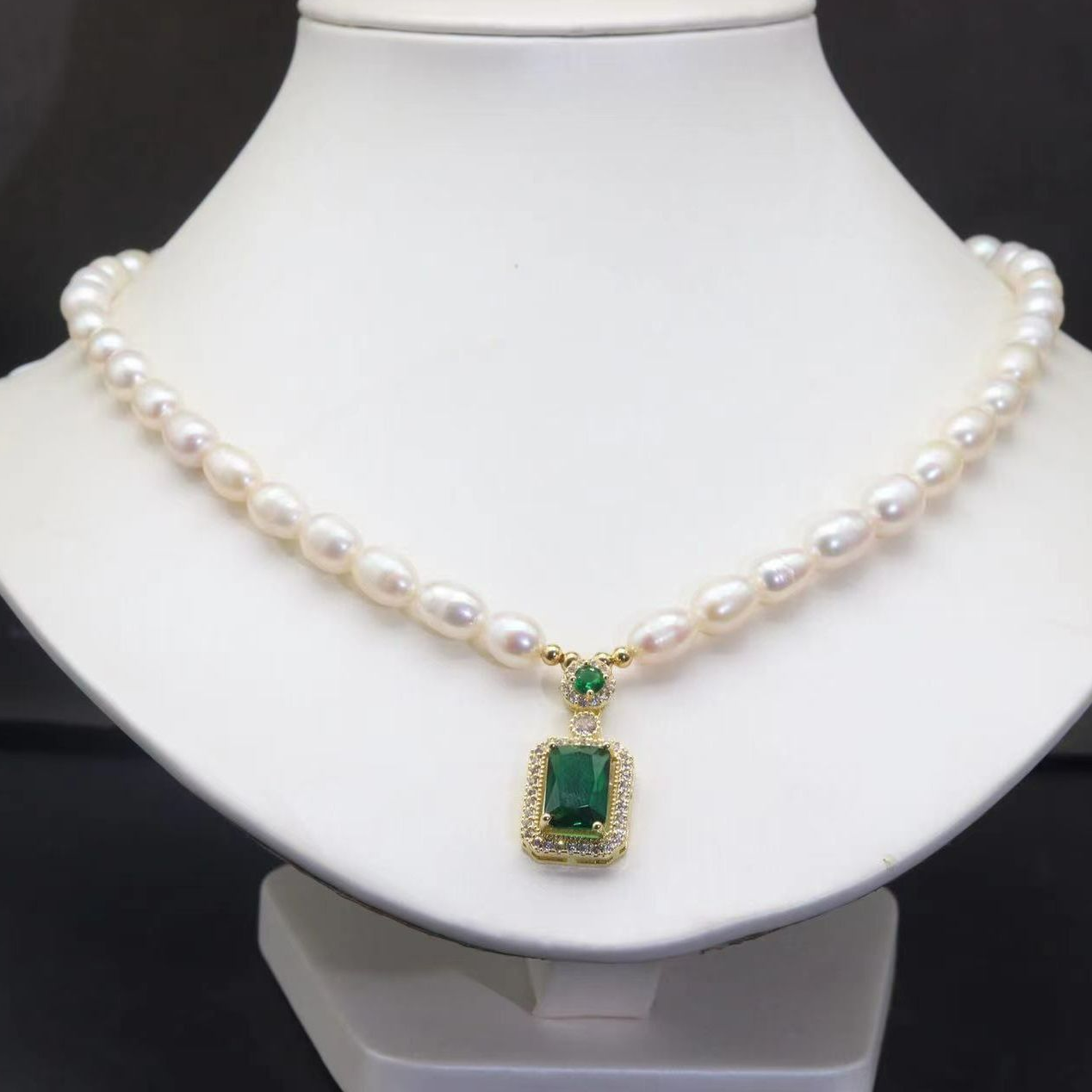 合金合成锆石项链 月露方华白色项链