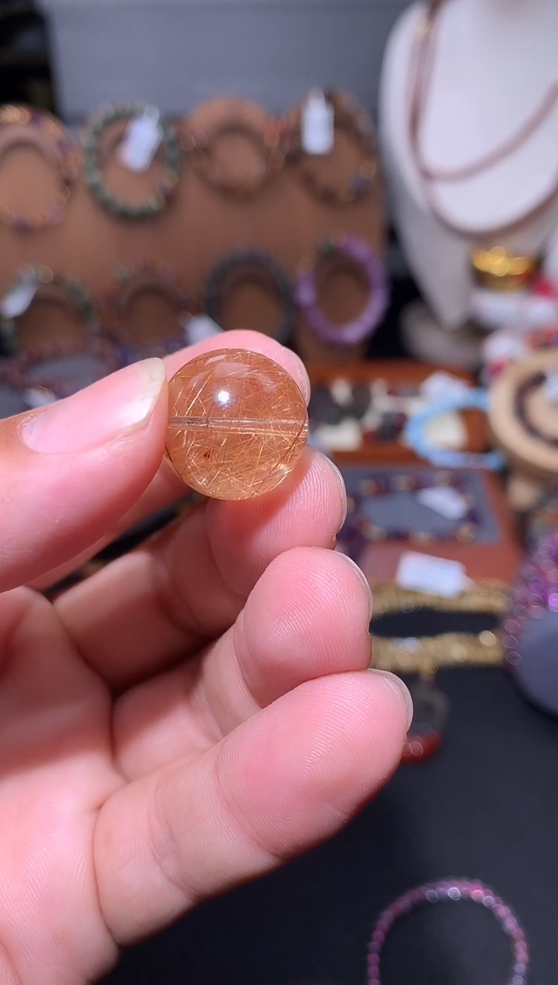 未镶嵌珠宝半成品水晶金发晶（魔鬼发）单颗