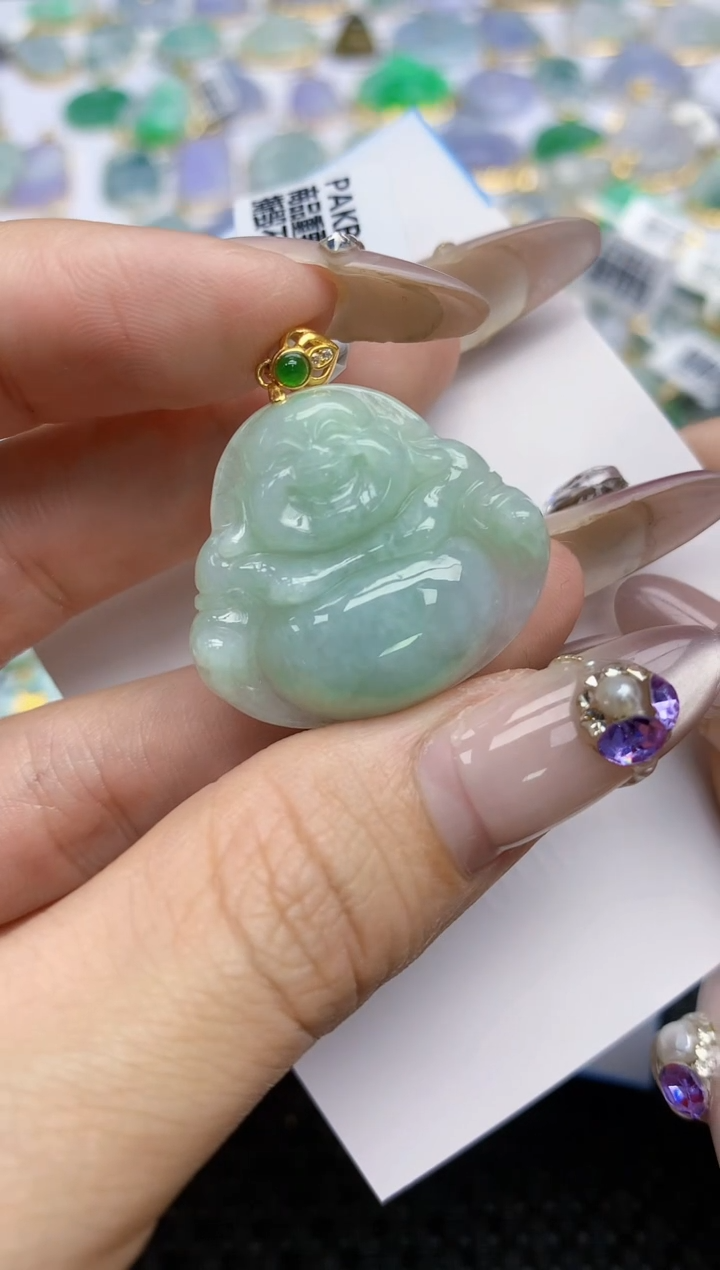 翡翠挂件银S925镶嵌132   天然翡翠A货