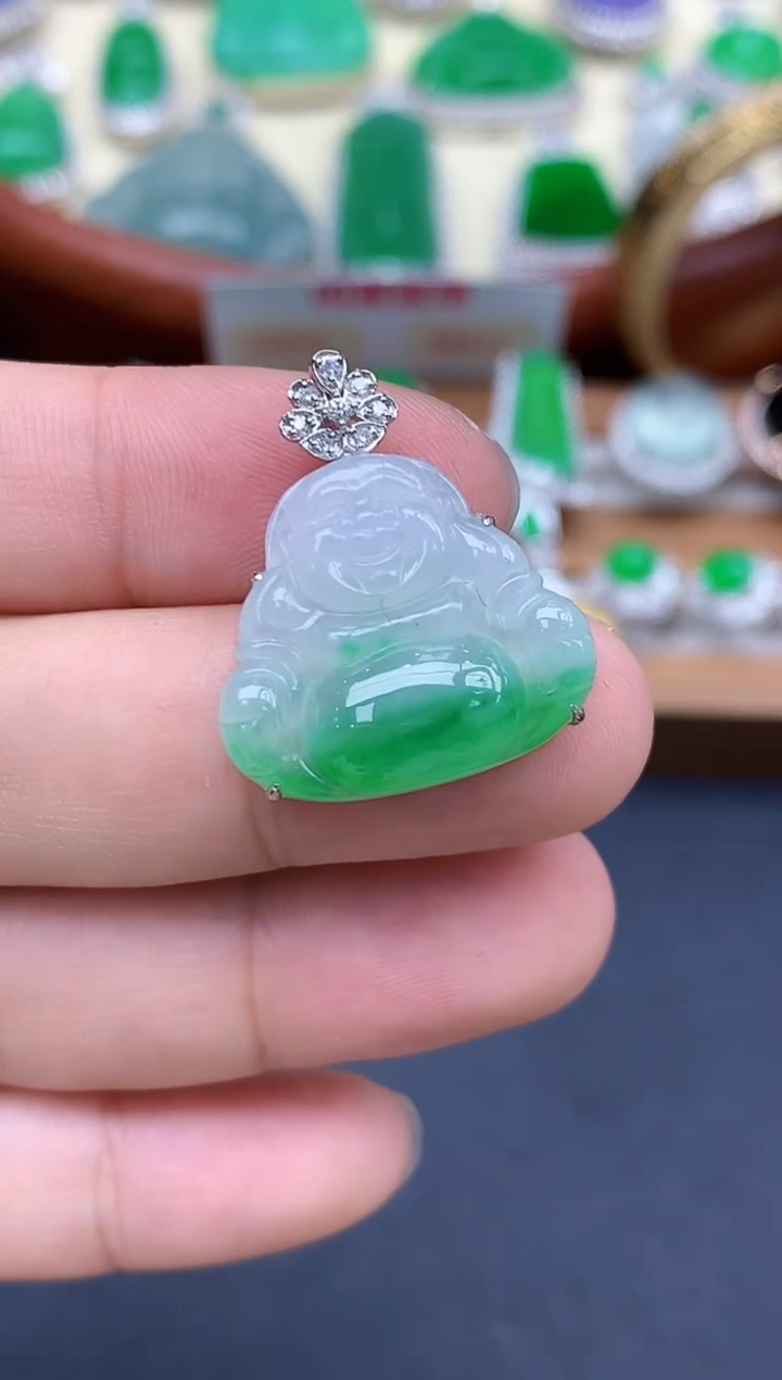 颈饰18K金镶嵌翡翠461-中国好珍宝