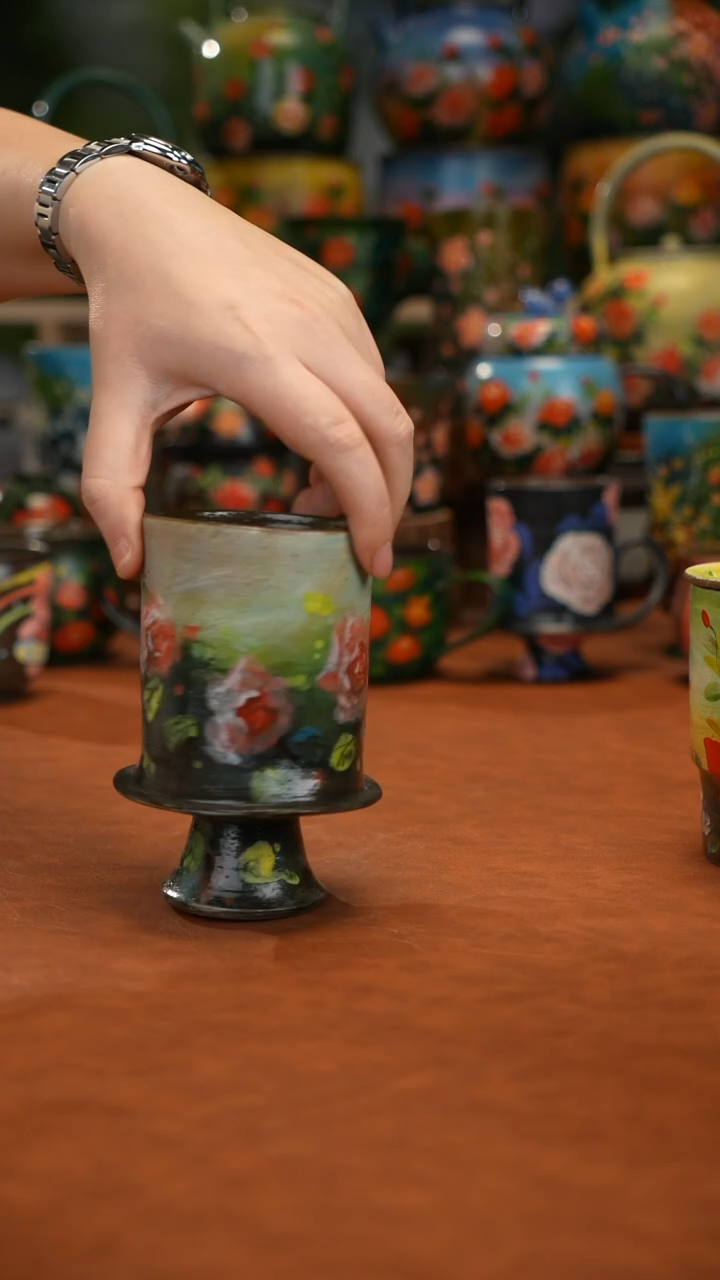 紫砂油画手绘釉下彩