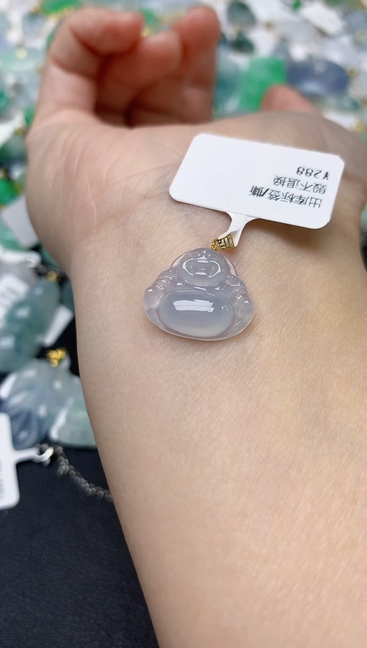 颈饰18K金镶嵌翡翠天然缅甸A货翡翠