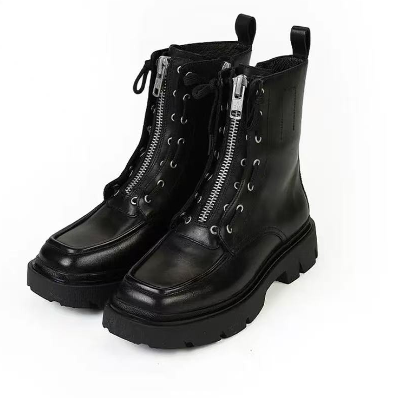 女厚款覆膜皮侧拉链休闲风马丁靴秋冬女鞋休闲