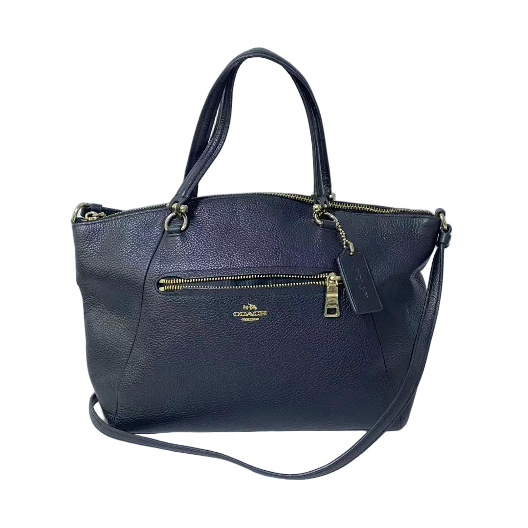 95新 COACH/蔻驰 黑色全皮时尚斜挎女士经典饺子包SH-30651-A单肩