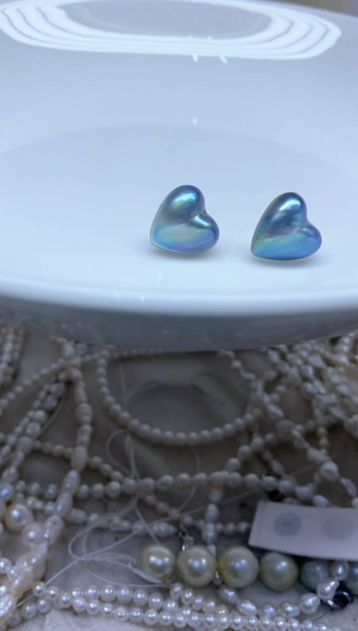 【闪购商品】耳饰银S925镶嵌拼合珍珠（马贝珠）爱心