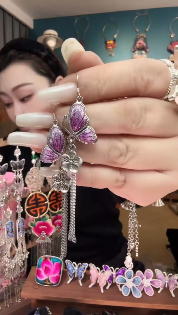 刺绣纯手工民族风刺绣耳环