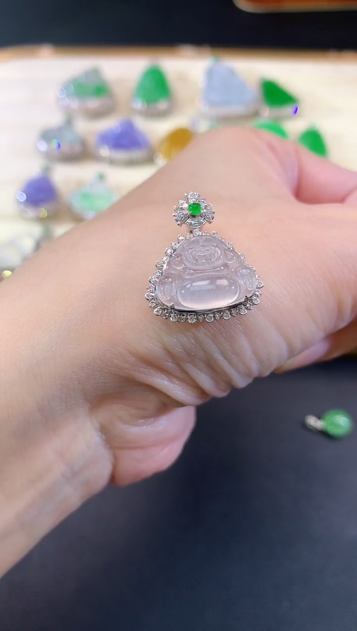 翡翠18K金镶嵌吊坠(不含链)佛公|5800