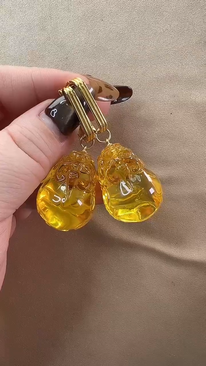 【闪购商品】琥珀耳饰银S925镶嵌耳环