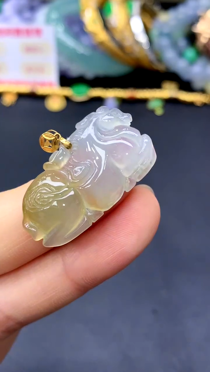 颈饰18K金镶嵌翡翠85-中国好珍宝