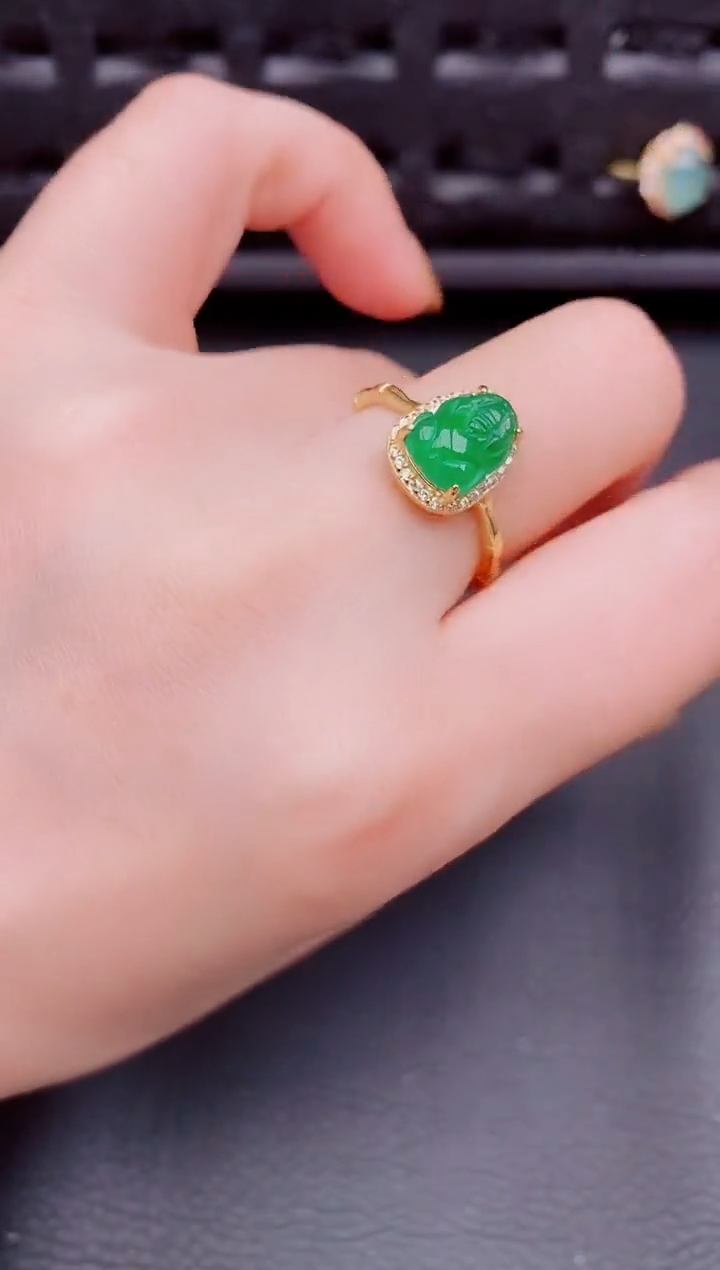 【闪购商品】翡翠戒指银S925镶嵌天然a货翡翠557