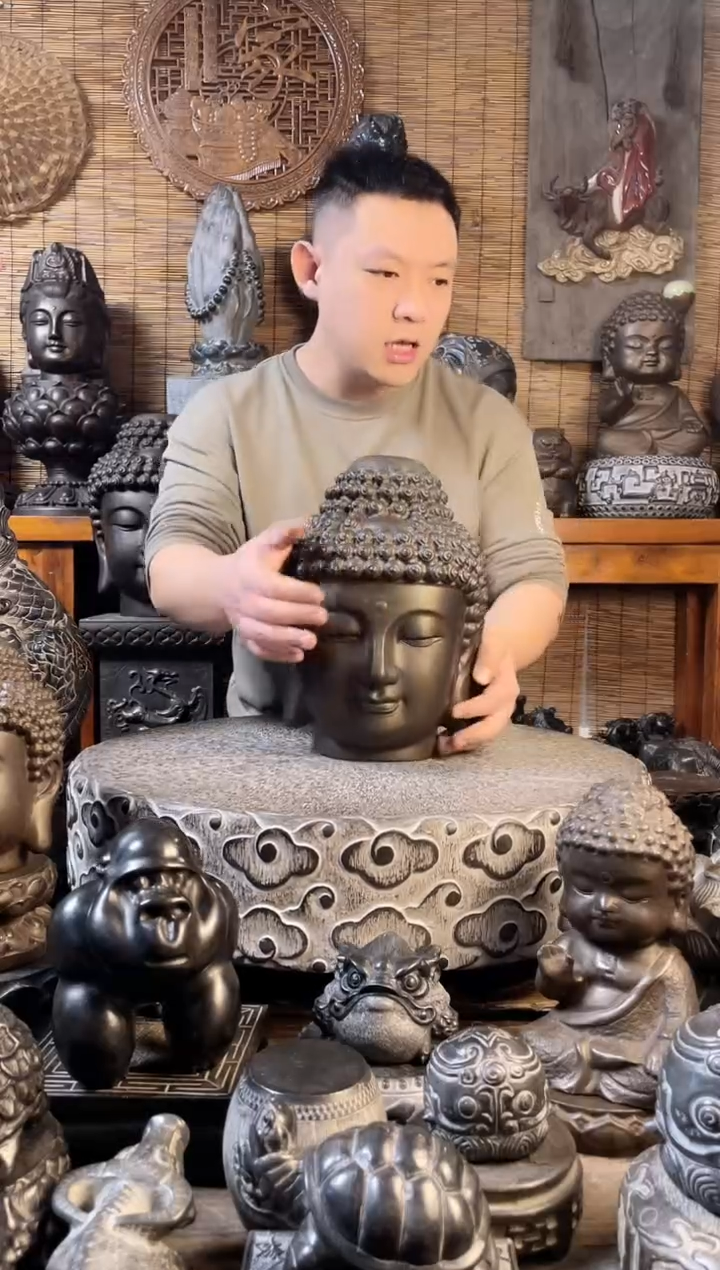 【闪购商品】30佛头天然青石雕刻