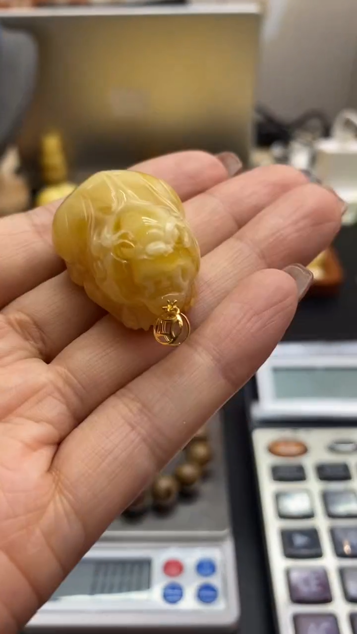 琥珀18K金镶嵌珠宝奇石2700