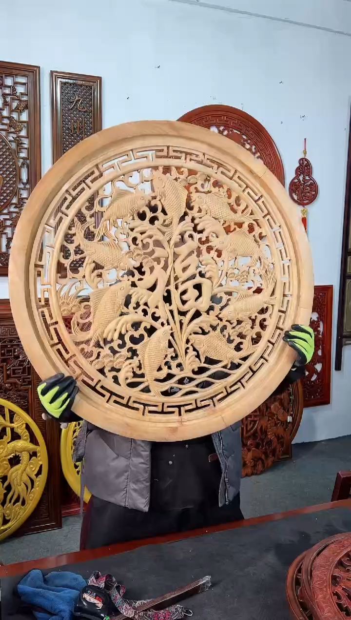 【闪购商品】木木雕80公分   九鱼 福