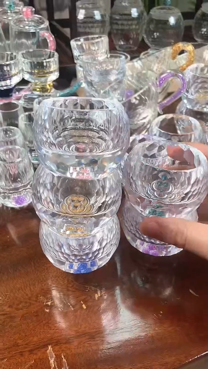 【闪购商品】玺宴水晶罗汉杯绿松石粉钻紫罗兰蓝钻金箔