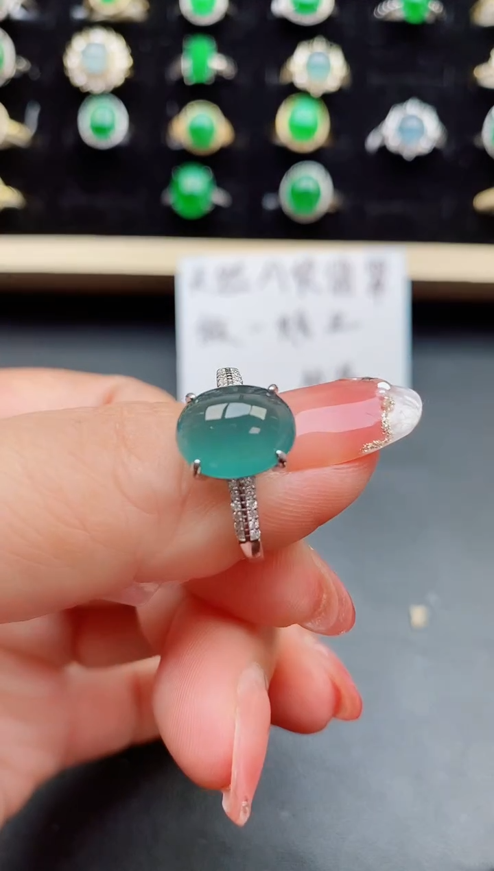 【闪购商品】翡翠戒指银S925镶嵌508080