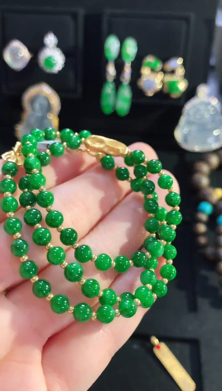 【闪购商品】翡翠18K金镶嵌颈饰珠串