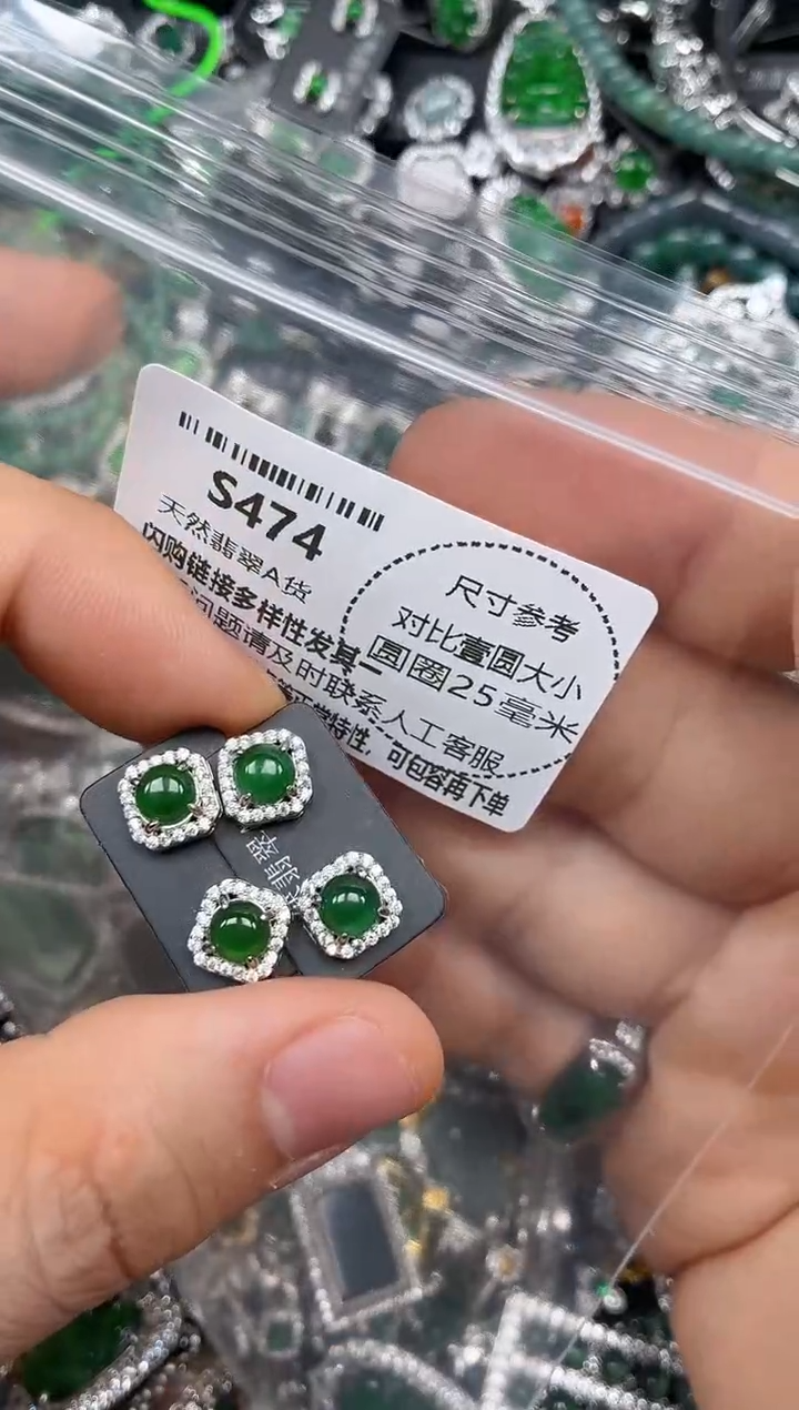 颈饰未镶嵌翡翠S474耳钉 多样性发其一