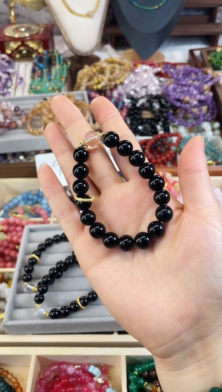 【闪购商品】玛瑙/玉髓手链未镶嵌黑曜石卡10
