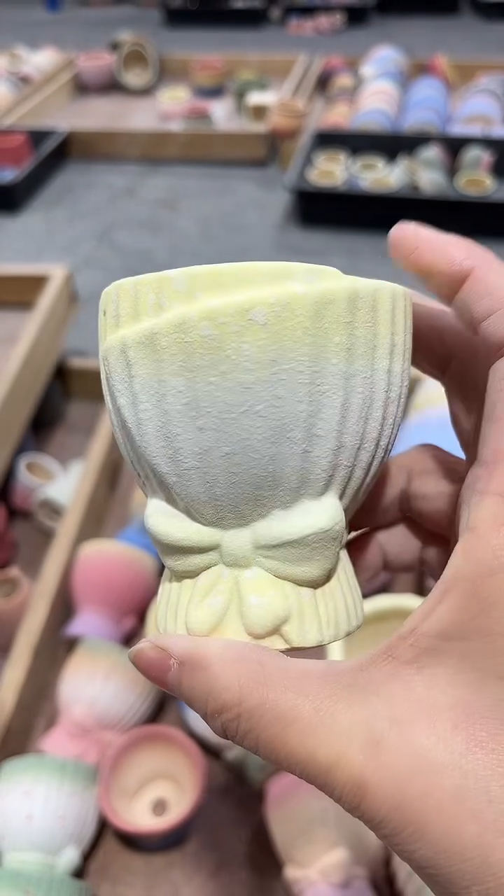 麦饭石粗陶多肉花盆6*7