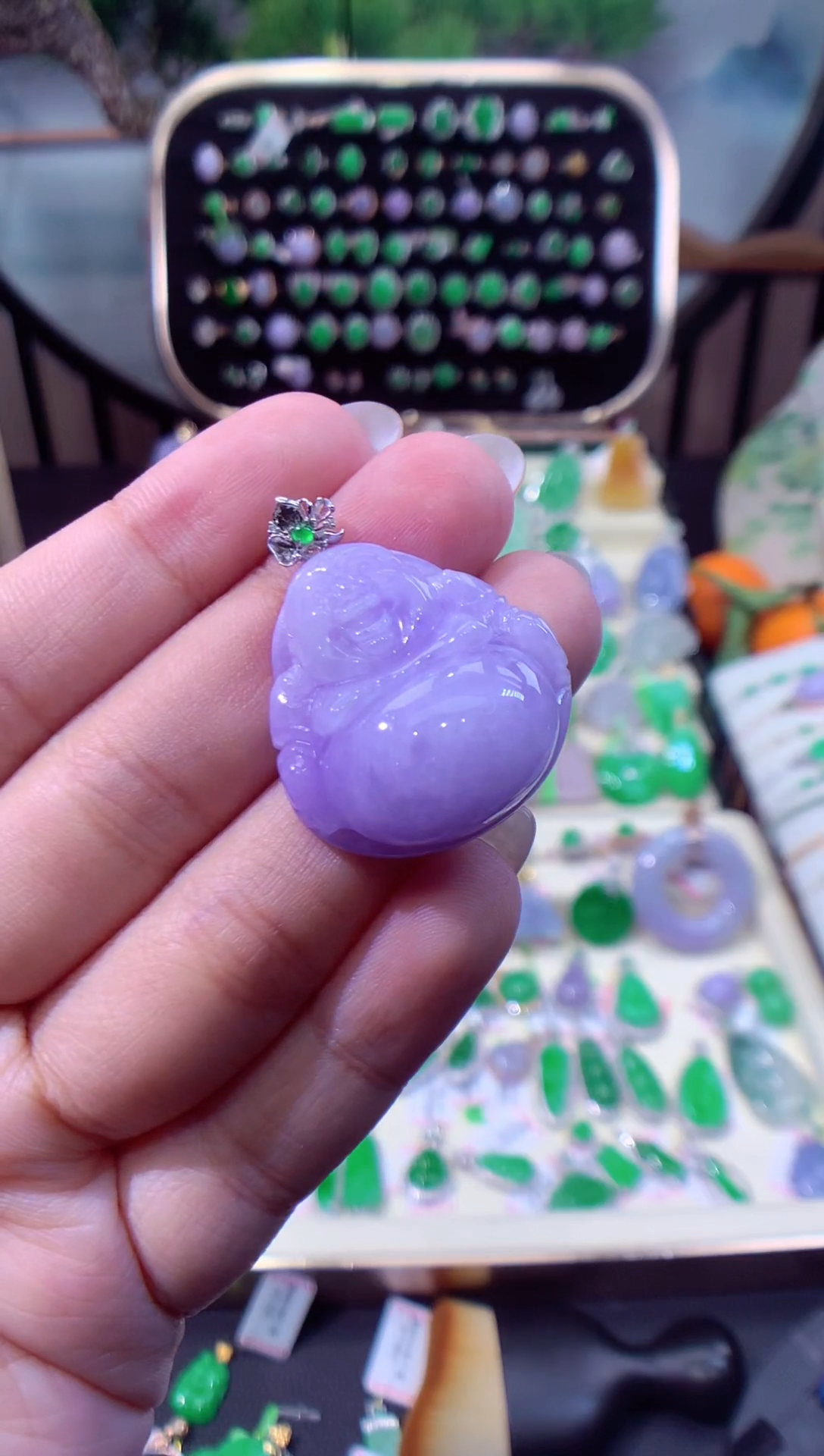 【闪购商品】翡翠颈饰18K金镶嵌缅甸天然A货翡翠