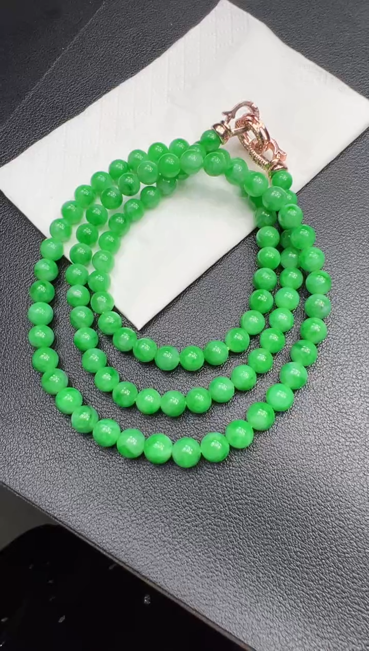 【闪购商品】翡翠颈饰未镶嵌6.8mm+珠链
