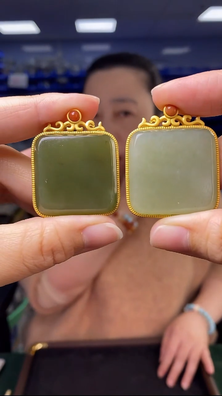 吊坠(不含链)银S925镶嵌和田玉多样性发货发其一