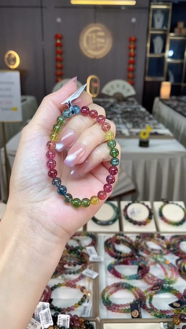 未镶嵌冰透净体老矿碧玺色标单圈手串6mm+碧玺hon多样性发一条