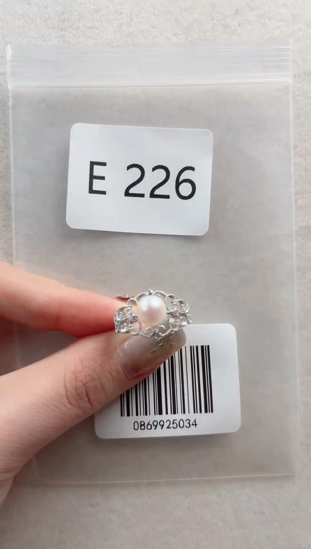 银S925镶嵌戒指海水珍珠E226