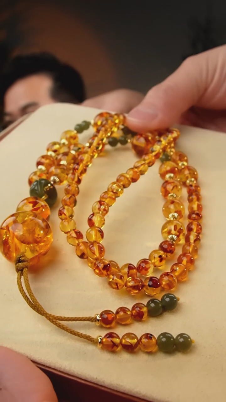 【闪购商品】琥珀颈饰未镶嵌葫芦吊坠花珀项链