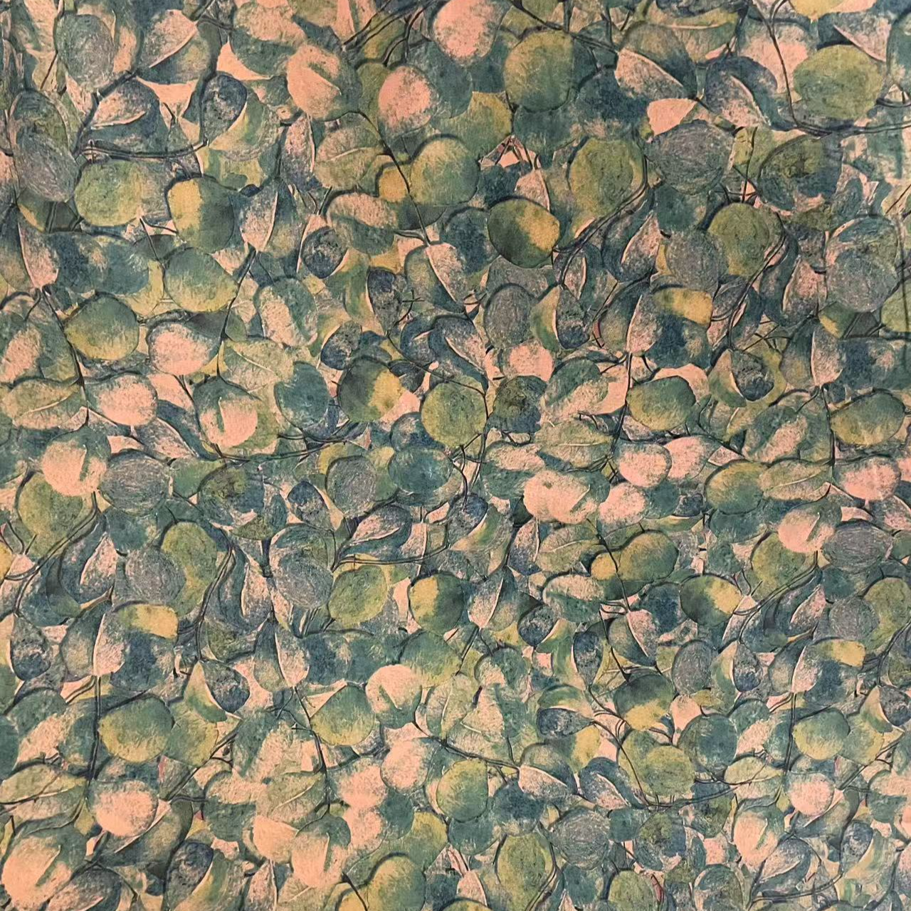 【小石】65支染底贡缎云锦缎棉绸布料小绿叶(不支持7天无理由退换）