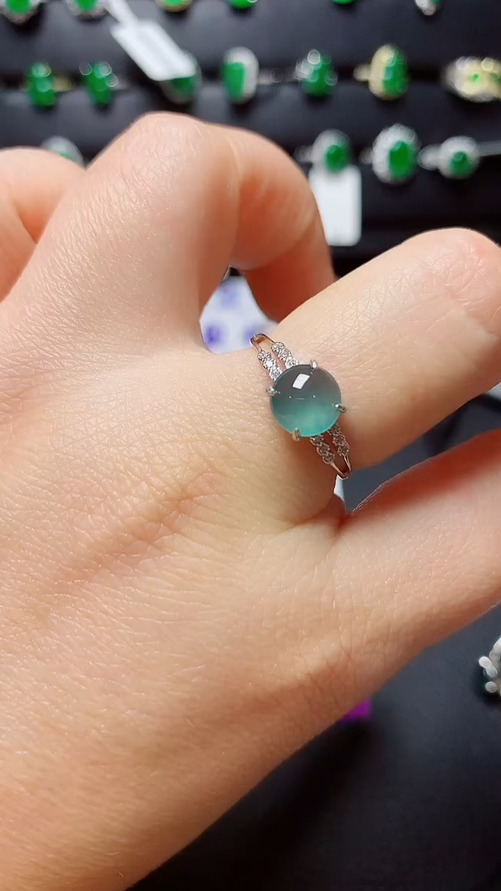 银S925镶嵌戒指翡翠天然翡翠A货s925银镶