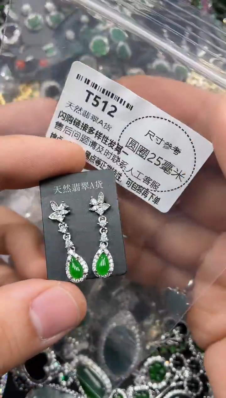 颈饰未镶嵌翡翠T512耳钉