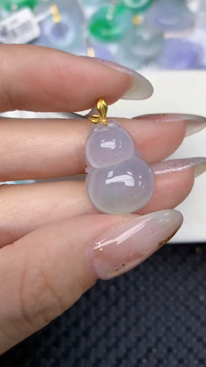 颈饰18K金镶嵌翡翠天然缅甸翡翠a货百元以上9元证书费自理